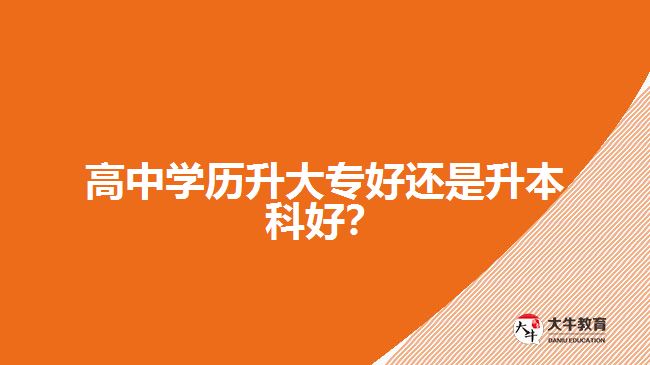 高中學(xué)歷升大專好還是升本科好？