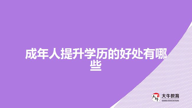 成年人提升學(xué)歷的好處有哪些