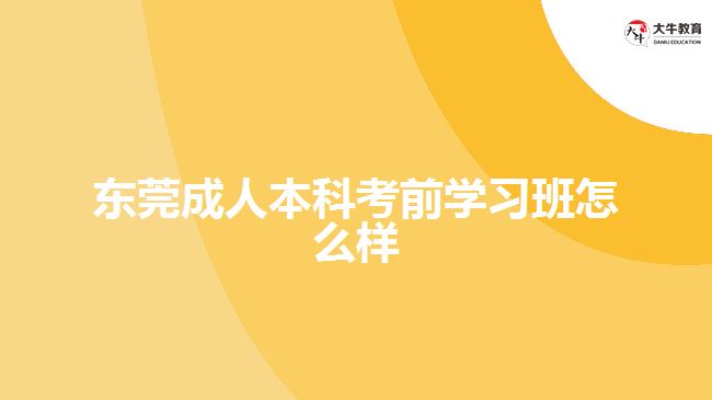 東莞成人本科考前學習班怎么樣