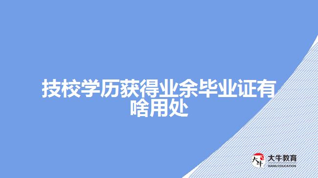 技校學(xué)歷獲得業(yè)余畢業(yè)證有啥用處