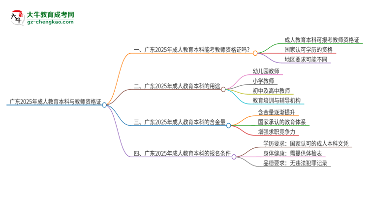 廣東2025年成人教育本科能考教師資格證嗎？思維導(dǎo)圖