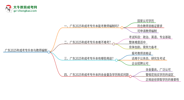 廣東2025年成考專升本能考教師編嗎？思維導圖