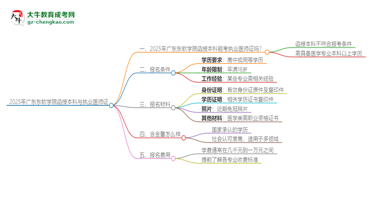 2025年廣東東軟學(xué)院函授本科學(xué)歷能考執(zhí)業(yè)醫(yī)師證嗎？思維導(dǎo)圖