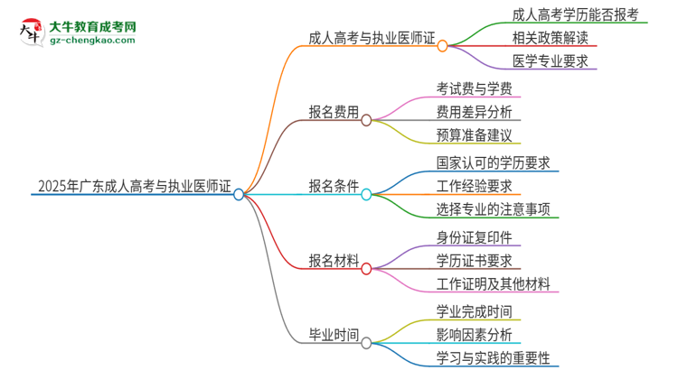 2025年廣東技術(shù)師范大學(xué)的成人高考學(xué)歷能報(bào)考執(zhí)業(yè)醫(yī)師證嗎？思維導(dǎo)圖