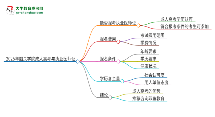 2025年韶關(guān)學院的成人高考學歷能報考執(zhí)業(yè)醫(yī)師證嗎？思維導圖