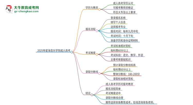 2025年星海音樂(lè)學(xué)院成人高考能考教資嗎？思維導(dǎo)圖