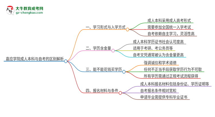 嘉應學院成人本科與自考的區(qū)別解析2025版思維導圖