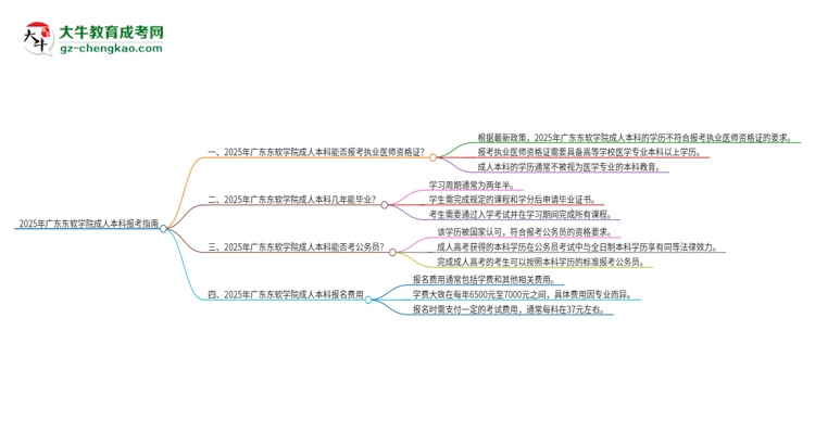 2025年廣東東軟學(xué)院成人本科可否報考執(zhí)業(yè)醫(yī)師資格證？思維導(dǎo)圖