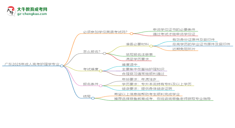 廣東2025年成人高考護理學(xué)專業(yè)生可不可以考四六級？思維導(dǎo)圖