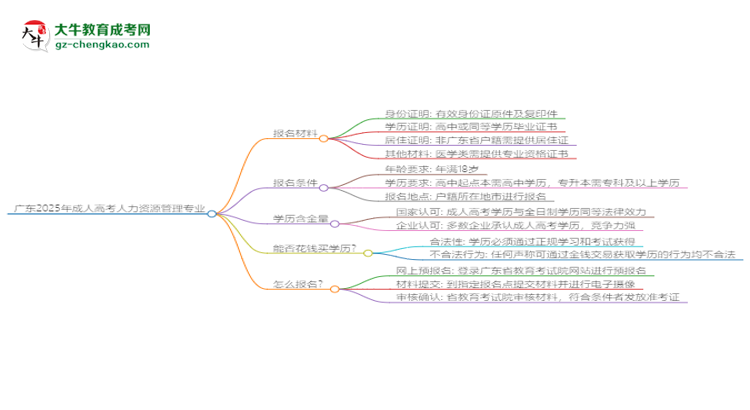 廣東2025年成人高考人力資源管理專業(yè)學(xué)歷能考公嗎？思維導(dǎo)圖