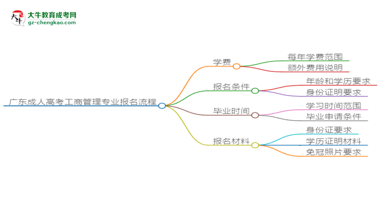 廣東成人高考工商管理專業(yè)2025年報(bào)名流程思維導(dǎo)圖