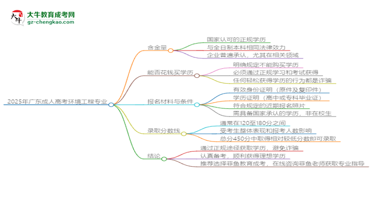 2025年廣東成人高考環(huán)境工程專(zhuān)業(yè)學(xué)歷花錢(qián)能買(mǎi)到嗎？思維導(dǎo)圖