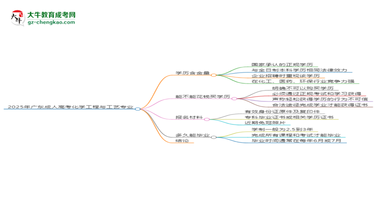 2025年廣東成人高考化學工程與工藝專業(yè)學歷花錢能買到嗎？思維導圖