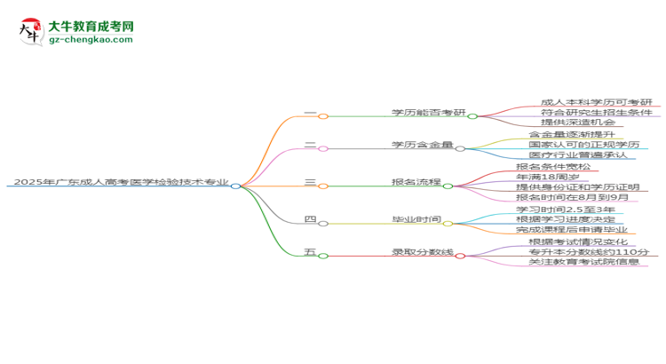 2025年廣東成人高考醫(yī)學(xué)檢驗技術(shù)專業(yè)學(xué)歷符合教資報考條件嗎？思維導(dǎo)圖