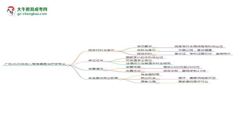 廣東2025年成人高考康復(fù)治療學(xué)專業(yè)學(xué)歷能考公嗎？思維導(dǎo)圖