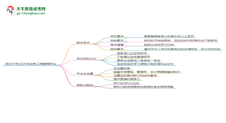 深圳大學(xué)2025年成考工商管理專業(yè)報(bào)考條件是什么思維導(dǎo)圖