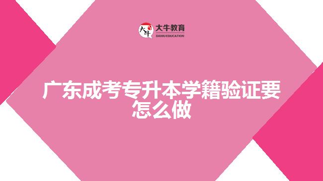 廣東成考專升本學(xué)籍驗證要怎么做