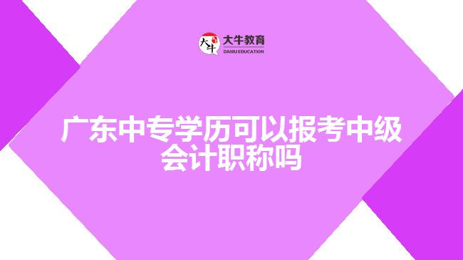 廣東中專學(xué)歷可以報考中級會計職稱嗎