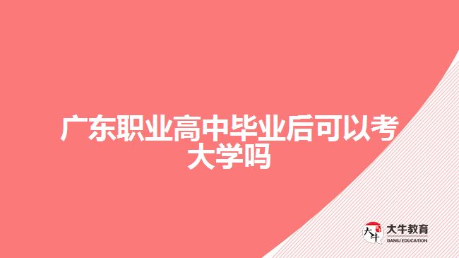 廣東職業(yè)高中畢業(yè)后可以考大學(xué)嗎