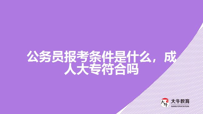 公務(wù)員報考條件是什么，成人大專符合嗎