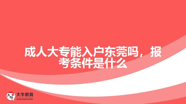 成人大專能入戶東莞嗎，報(bào)考條件是什么