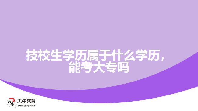 技校生學(xué)歷屬于什么學(xué)歷能考大專嗎