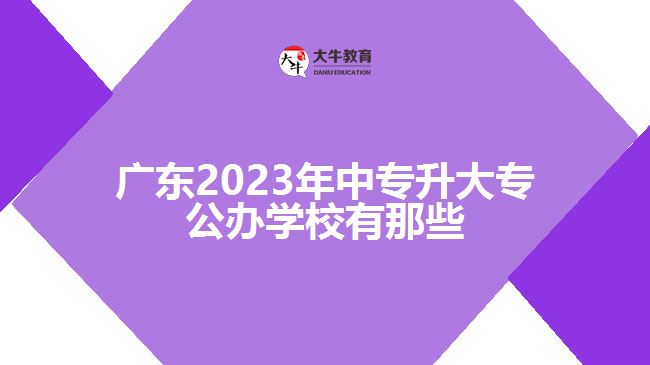 廣東2023年中專升大專公辦學校有那些