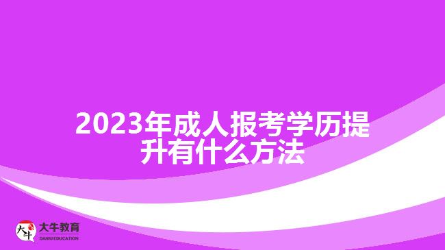 2023年成人報(bào)考學(xué)歷提升有什么方法