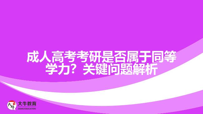 成人高考考研是否屬于同等學力？關鍵問題解析！