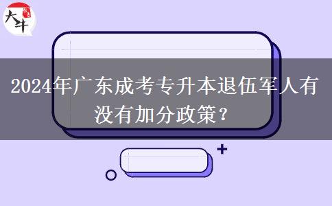 2024年廣東成考專升本退伍軍人有沒有加分政策？