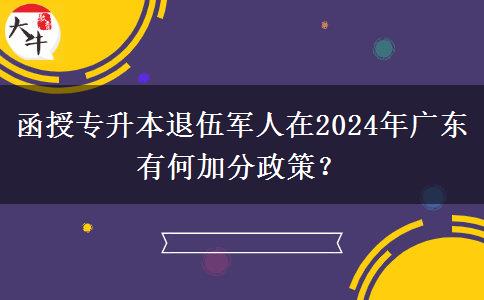 函授專升本退伍軍人在2024年廣東有何加分政策？