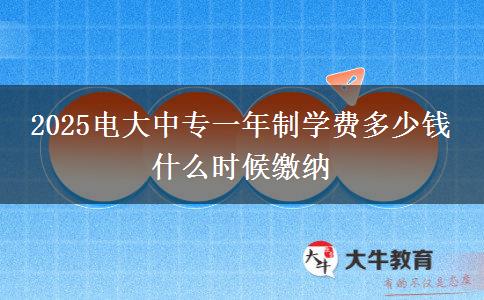 2025電大中專一年制學(xué)費(fèi)多少錢 什么時(shí)候繳納