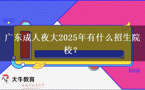 廣東成人夜大2025年有什么招生院校？