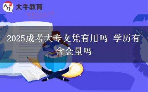 2025成考大專文憑有用嗎 學(xué)歷有含金量嗎